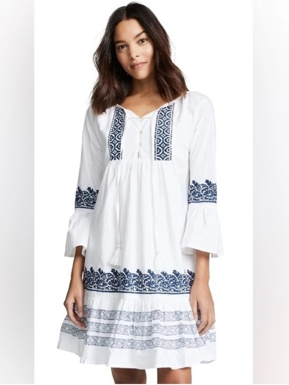 Roller Rabbit Mona Border Maricruz Dress in White Navy size XS